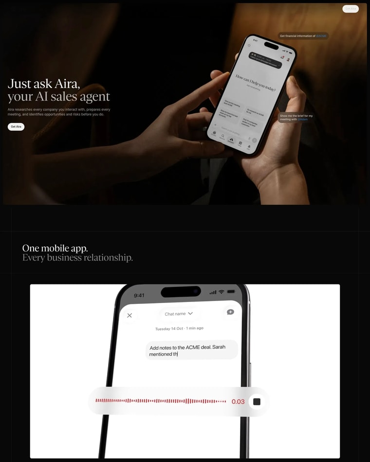 Aira Landing page (Home Desktop)