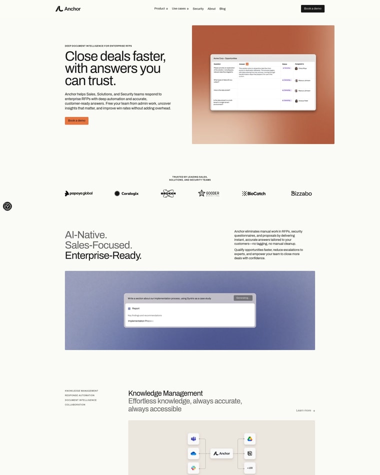Anchor AI Landing page (Home Desktop)