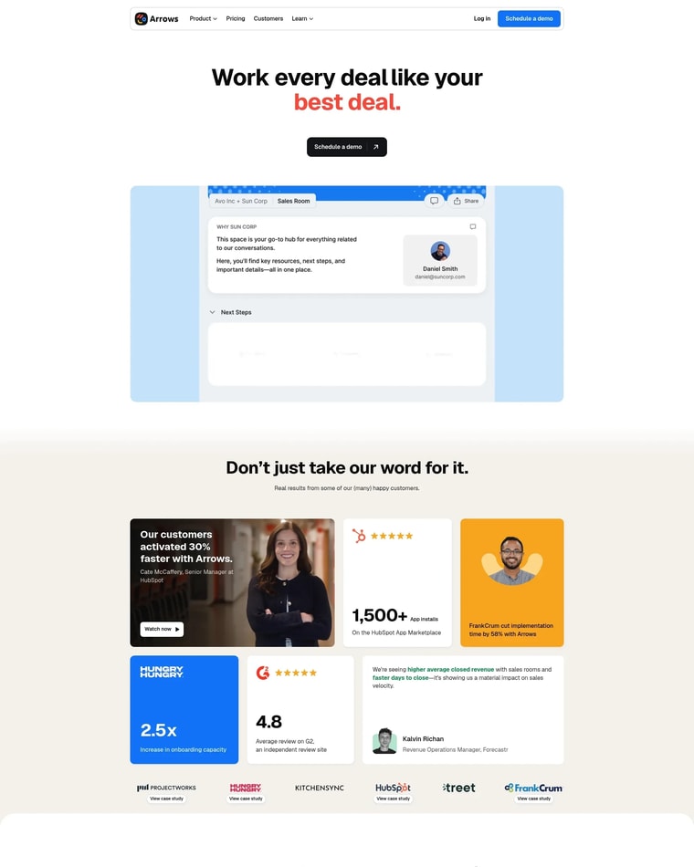 Arrows Landing page (Home Desktop)