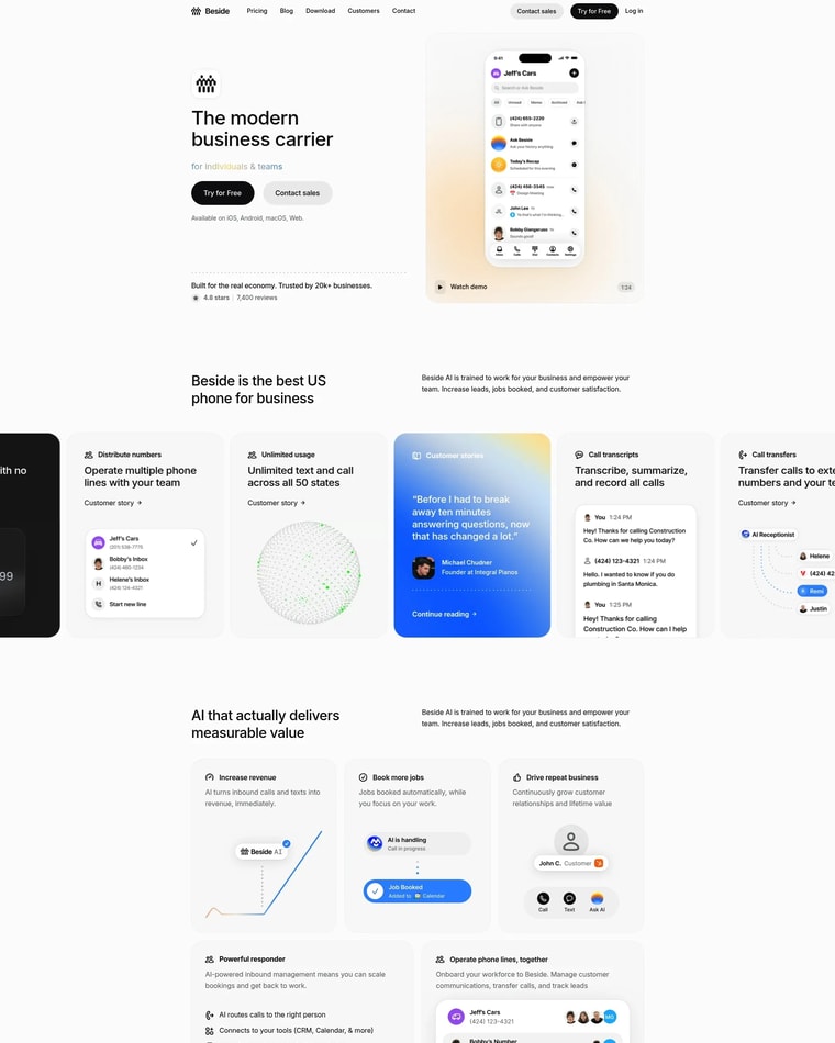 Beside Landing page (Home Desktop)