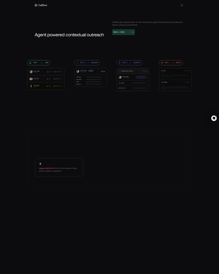 Callsine Landing page (Home Desktop)