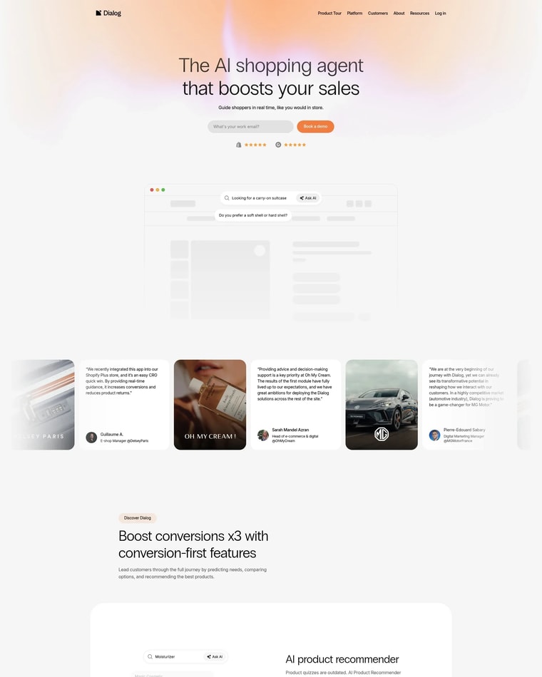 Dialog Landing page (Home Desktop)
