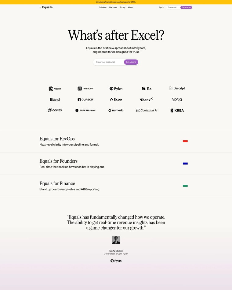 Equals Landing page (Home Desktop)