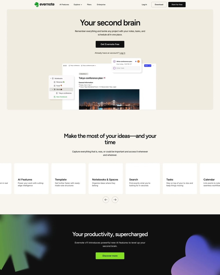 Evernote Landing page (Home Desktop)