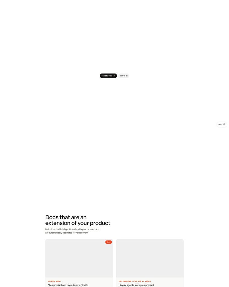 Gitbook Landing page (Home Desktop)