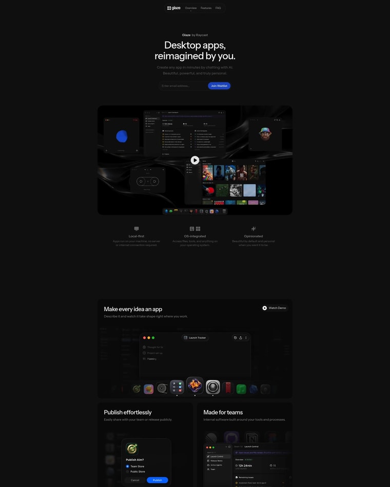 Glaze Landing page (Home Desktop)