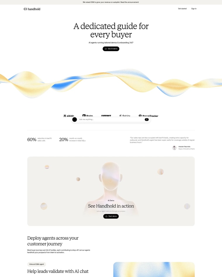 Handhold Landing page (Home Desktop)