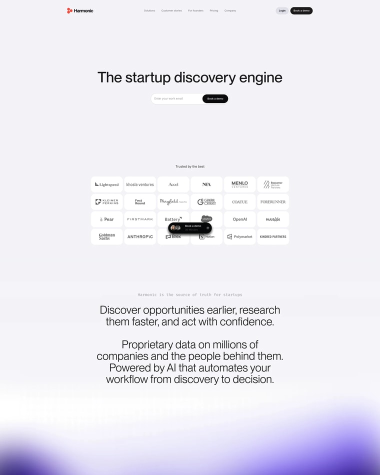 Harmonic Landing page (Home Desktop)