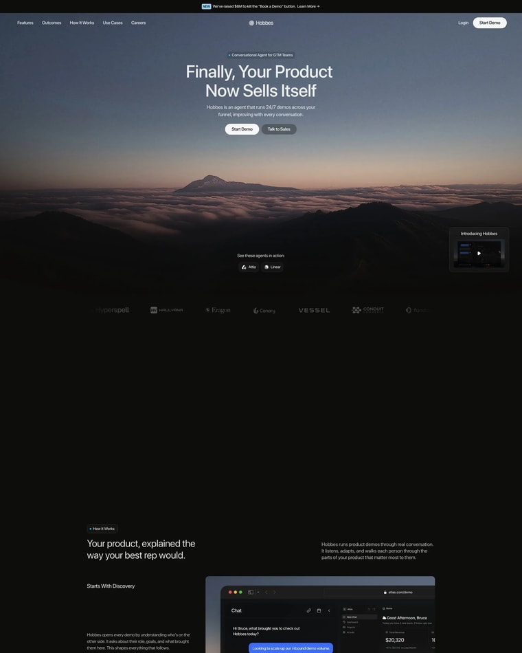 Hobbes Landing page (Home Desktop)