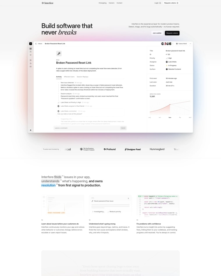 Interfere Landing page (Home Desktop)