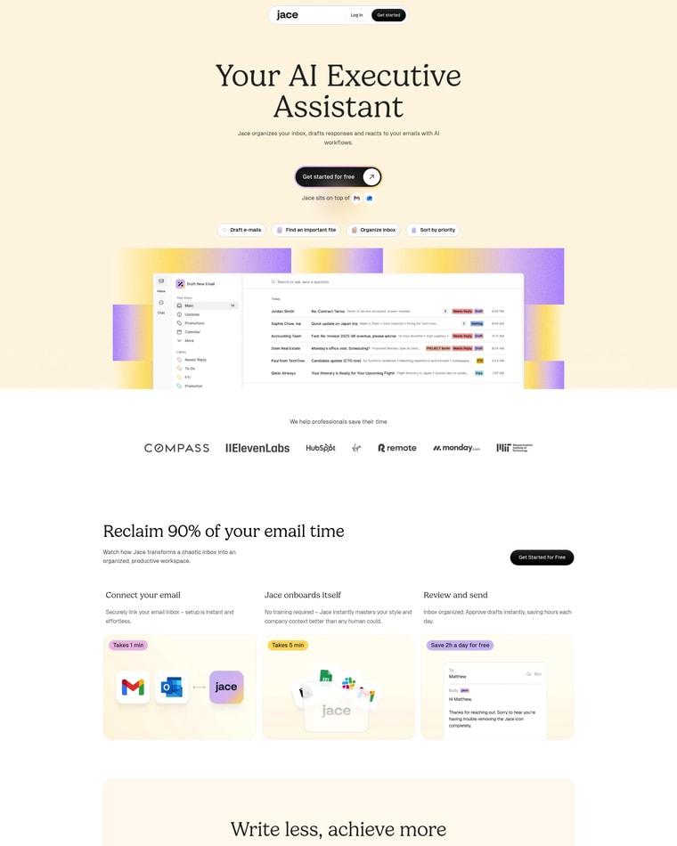 Jace Landing page (Home Desktop)