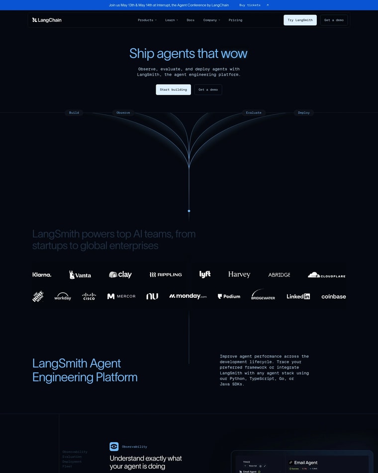 Langchain Landing page (Home Desktop)