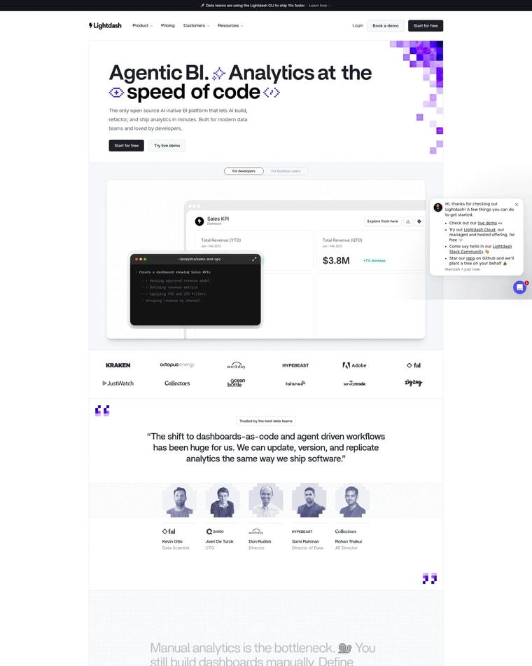 Lightdash Landing page (Home Desktop)
