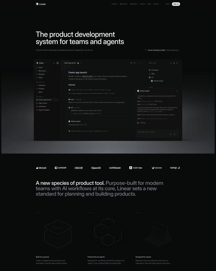 Linear Landing page (Home Desktop)
