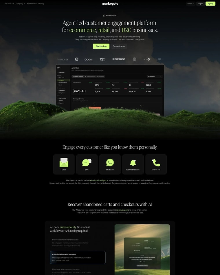 Markopolo Landing page (Home Desktop)