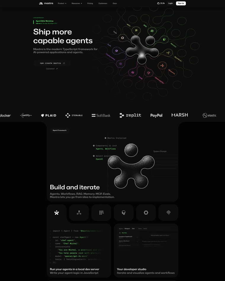 Mastra Landing page (Home Desktop)