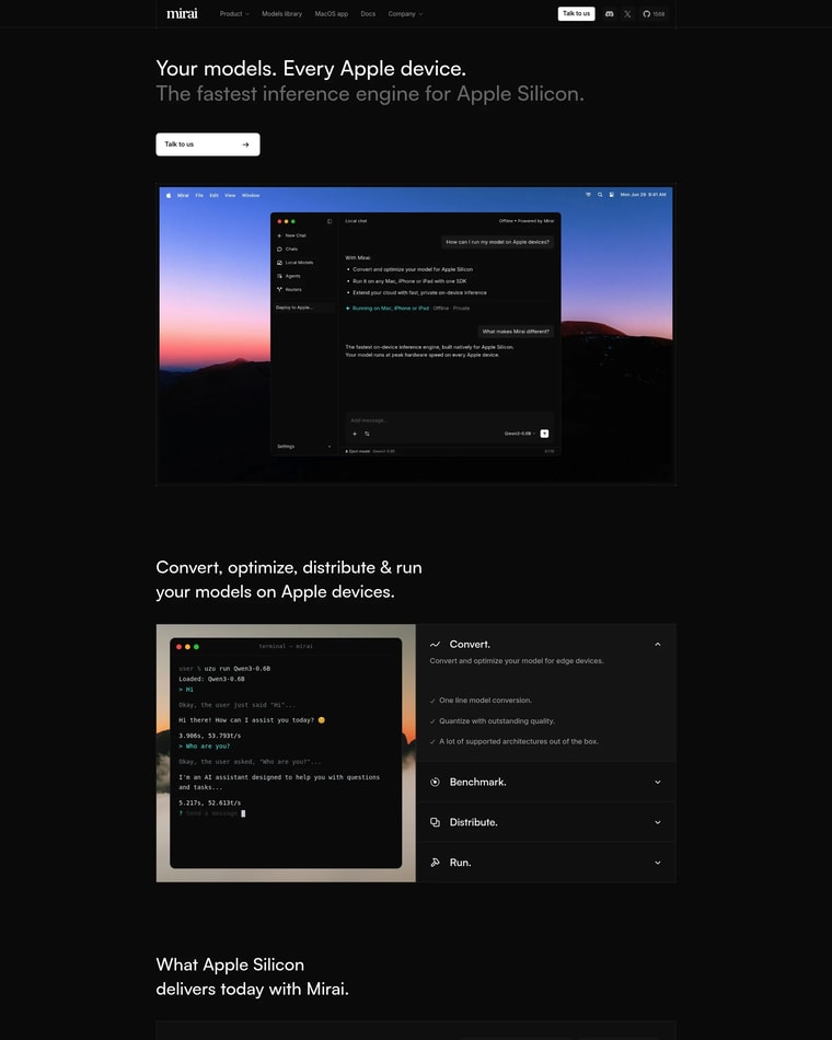 Mirai Landing page (Home Desktop)