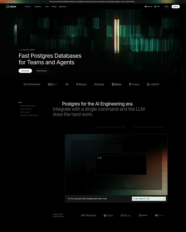 Neon Landing page (Home Desktop)