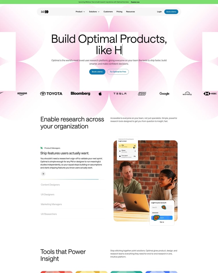 Optimal Workshop Landing page (Home Desktop)