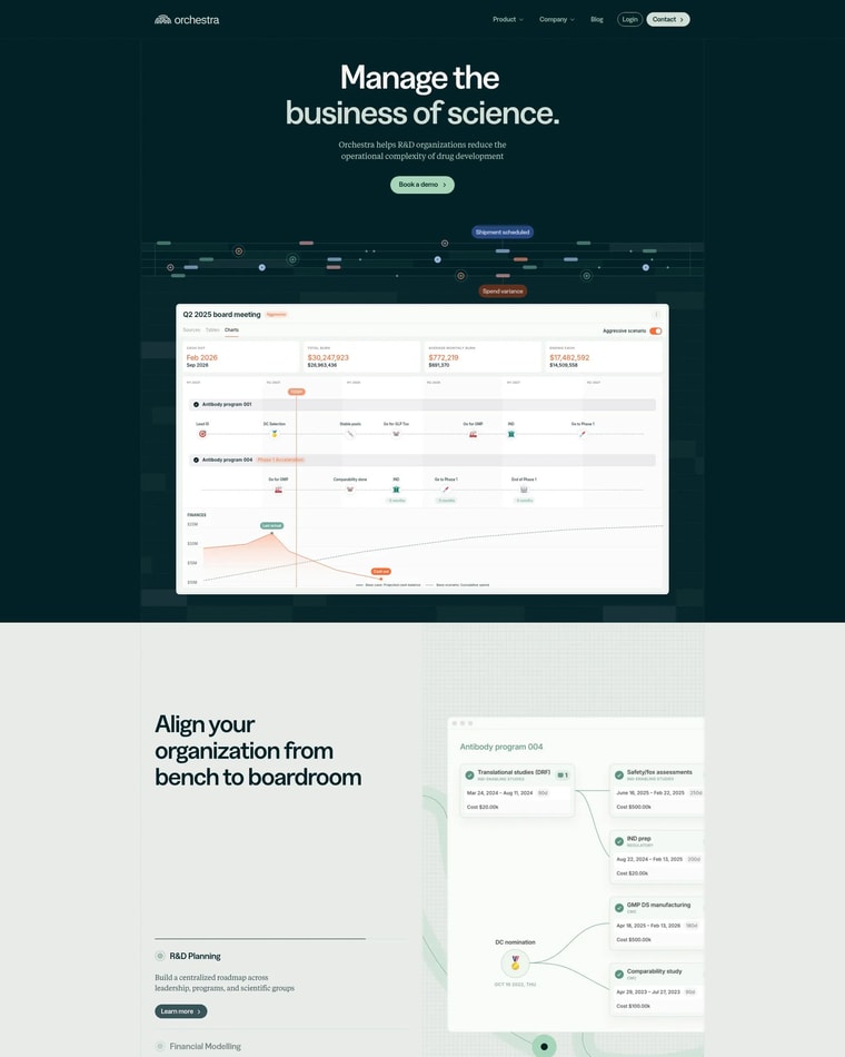 Orchestra Bio Landing page (Home Desktop)