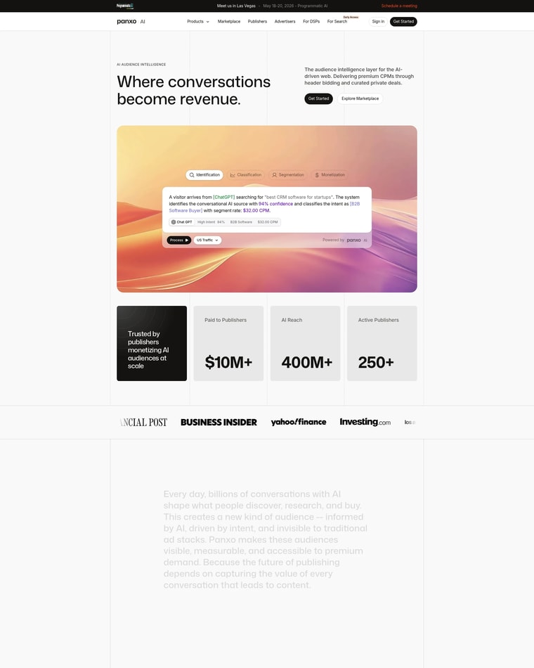 Panxo Landing page (Home Desktop)