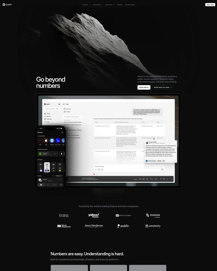 Quartr Landing page (Home Desktop)