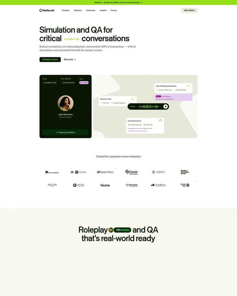 ReflexAI Landing page (Home Desktop)