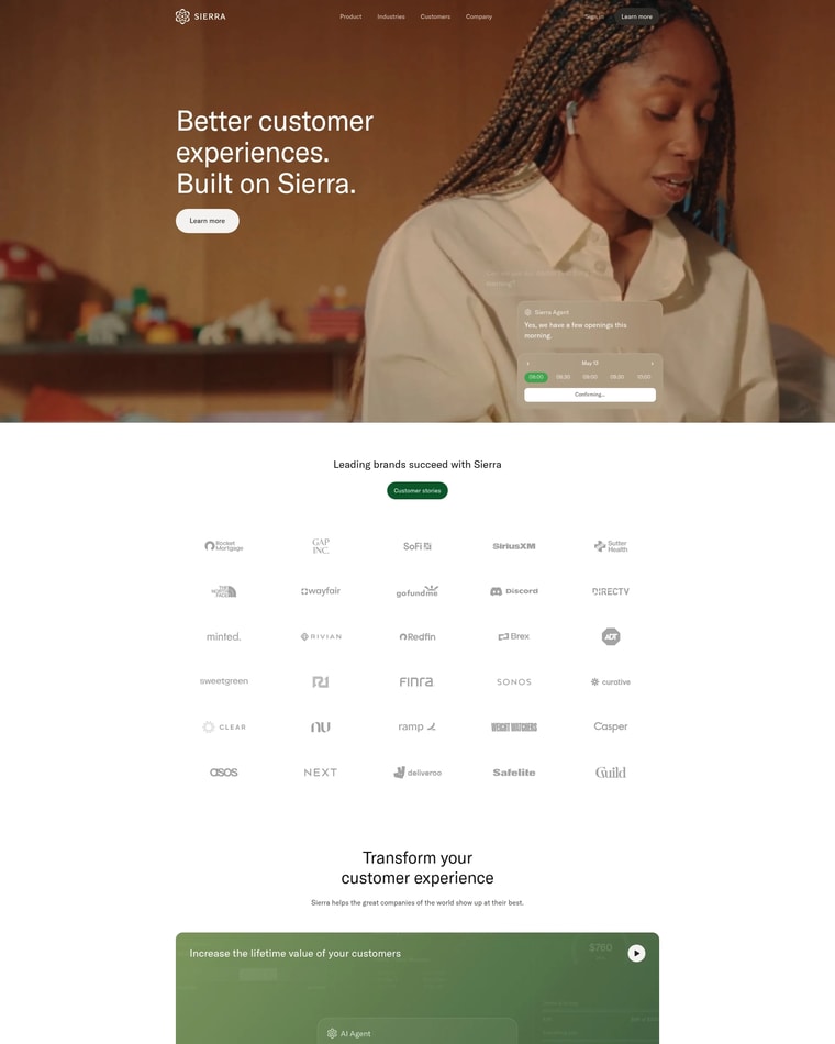 Sierra Landing page (Home Desktop)