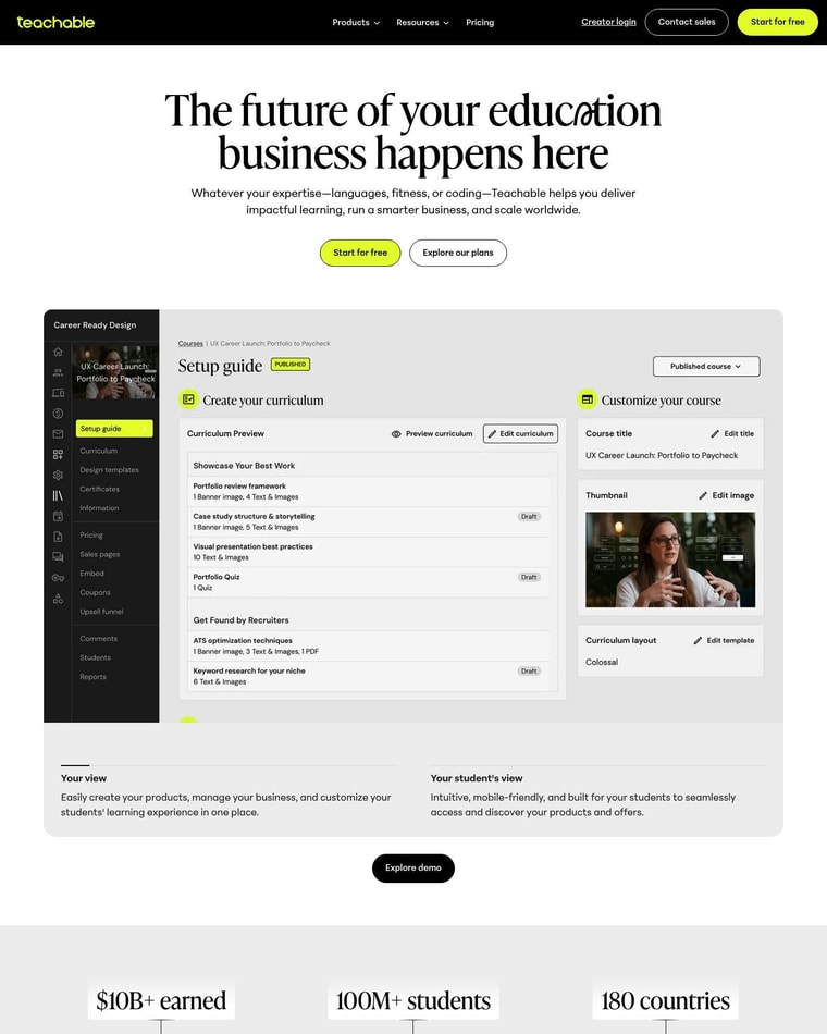 Teachable Landing page (Home Desktop)
