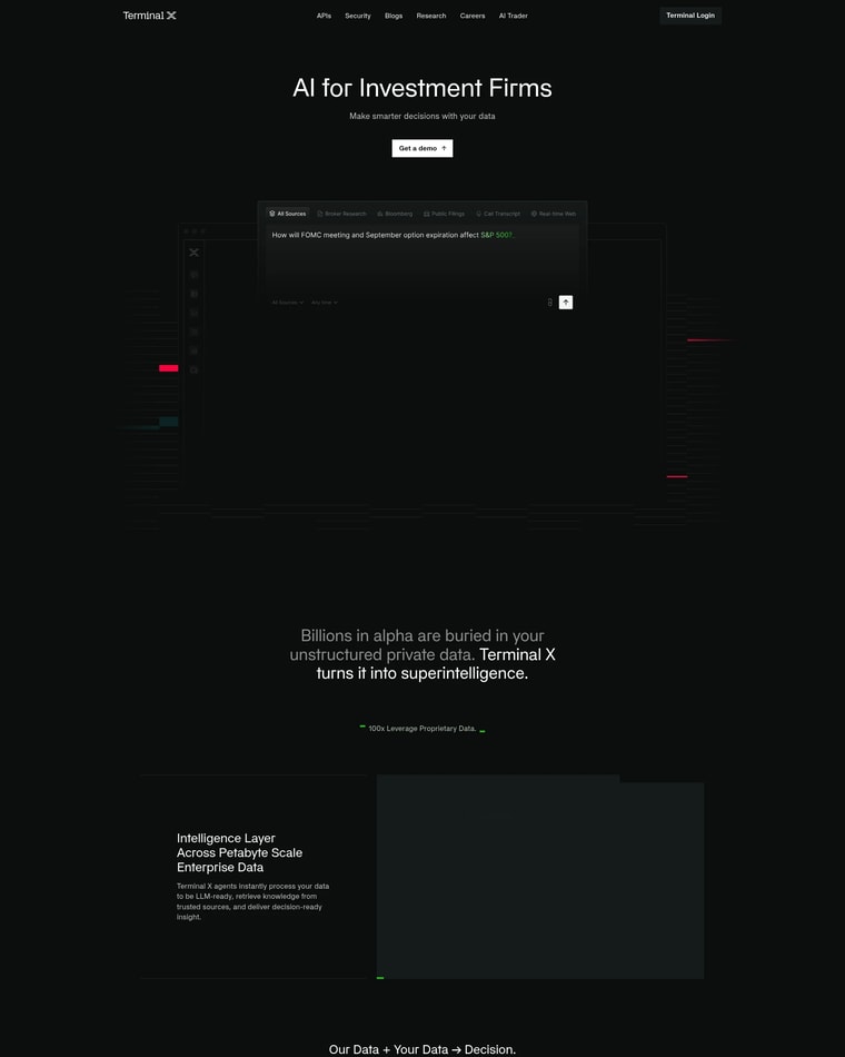Terminal X Landing page (Home Desktop)