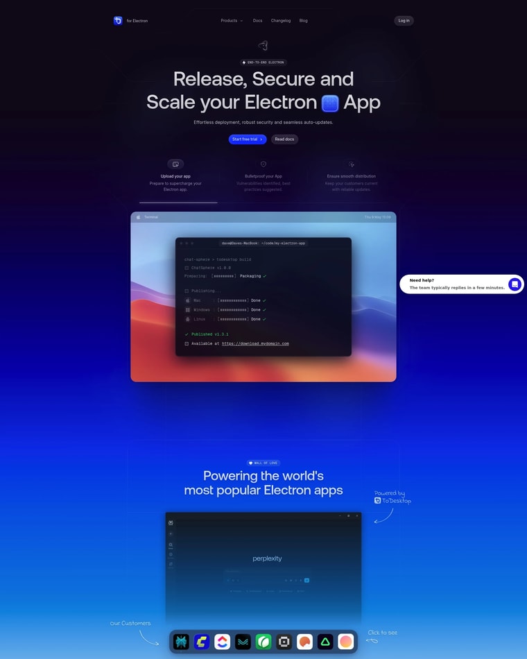 ToDesktop Landing page (Home Desktop)
