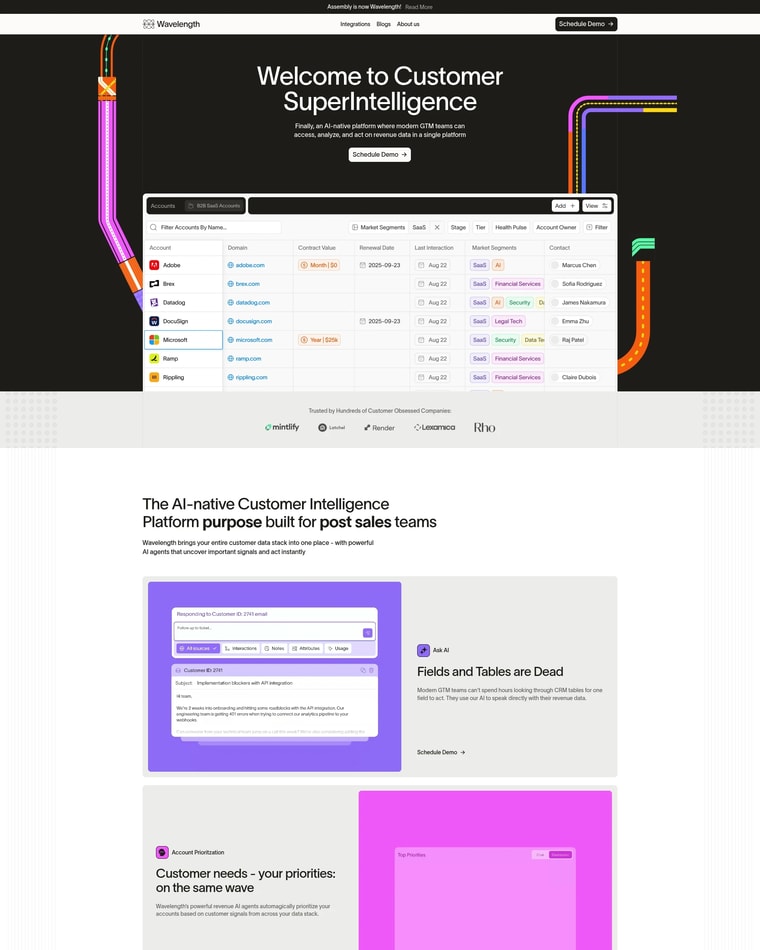 Wavelength Landing page (Home Desktop)